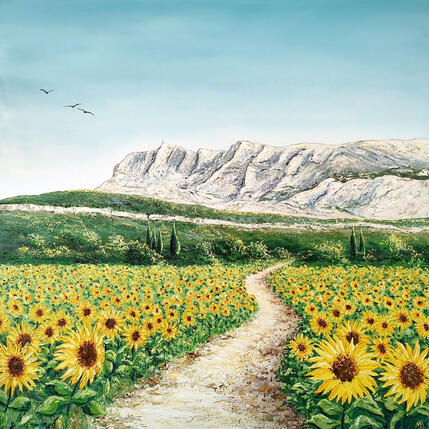 Painting Sentier ensoleillé by Blandin Magali | Painting Figurative Oil Landscapes