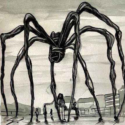 Painting Spider by Mestres Sergi | Painting Figurative Acrylic Architecture, Pop icons