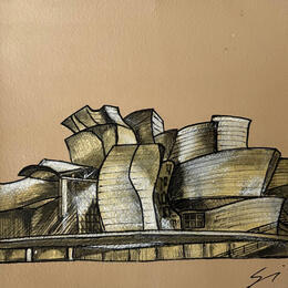 Painting Guggenheim F-2 1 by Mestres Sergi | Painting Figurative Acrylic, Graffiti Architecture, Pop icons