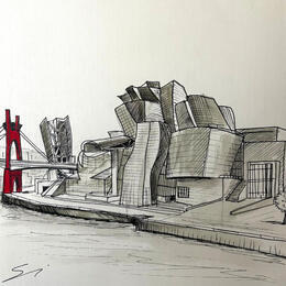 Painting guggenheim F3 by Mestres Sergi | Painting Figurative Acrylic, Graffiti Architecture, Pop icons