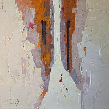 Peinture El bolso verde par Tomàs | Tableau Abstrait Huile Scènes de vie, Urbain