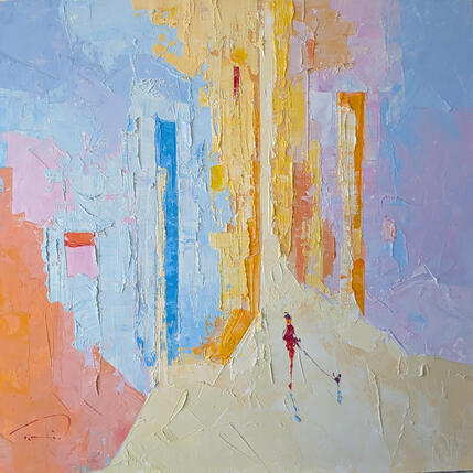 Painting Paseo matinal by Tomàs | Painting Abstract Oil Life style, Society, Urban