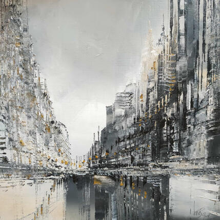 Painting Black bridge by Levesque Emmanuelle | Painting Oil