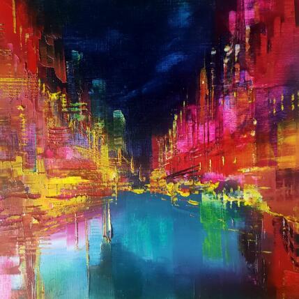 Painting La Seine by night by Levesque Emmanuelle | Painting  Oil