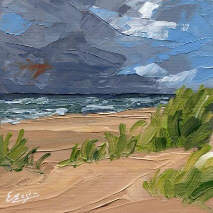 Peinture Shifting sky over the Coast par Elisabeth Bazin | Tableau Figuratif Acrylique Marine, Nature, Paysages