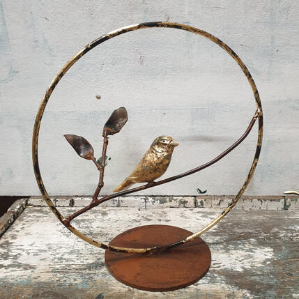Sculpture Oiseau sur branche by Eres Nicolas | Sculpture Figurative Metal Animals