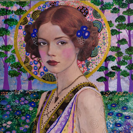Gemälde La prairie  von Picini Victoria | Gemälde Figurativ Acryl, Collage Landschaften
