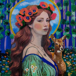 Painting La gardienne by Picini Victoria | Painting Figurative Acrylic, Gluing Landscapes