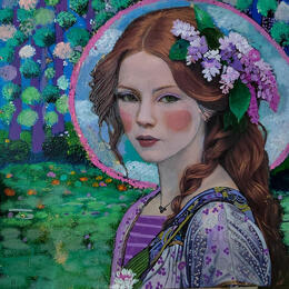Painting La coiffe by Picini Victoria | Painting Figurative Acrylic, Gluing Landscapes