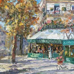 Gemälde Les Deux Magots, journée ensoleillée  von Dontu Grigore | Gemälde Figurativ Öl Pop-Ikonen, Urban