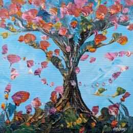 Gemälde Petit arbre de vie et pétales  von Amblard Florence | Gemälde