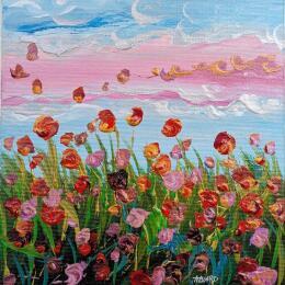 Gemälde Joyeux Champ de coquelicots  von Amblard Florence | Gemälde