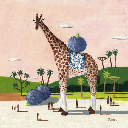 Pintura Girafe aux figues por Lionnet Pascal | Pintura