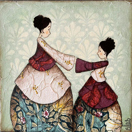 Pintura Fleur et Ninon por Blais Delphine | Pintura