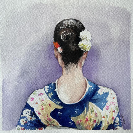 Painting La nuque sublimée by Baudry Claire | Painting Figurative Watercolor Portrait, Urban