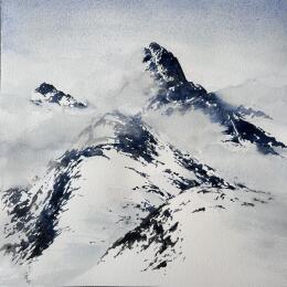 Painting Brume glacée by Baudry Claire | Painting Figurative Watercolor Landscapes, Nature