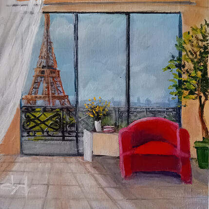Pintura Appartement avec vue sur la Tour Eiffel  por Degabriel Véronique | Pintura