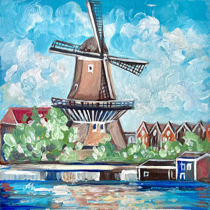 Painting Poldermolen by Maja Anna Chris | Painting Figurative Acrylic, Oil Architecture, Urban