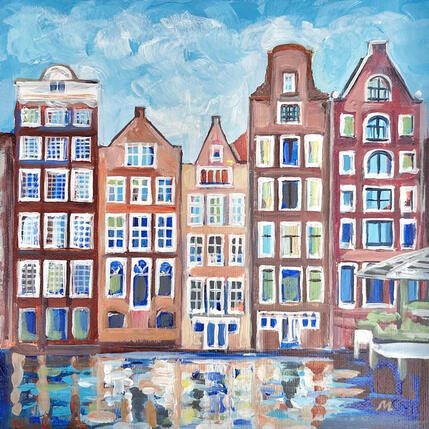Painting Spring in Amsterdam by Maja Anna Chris | Painting Figurative Acrylic, Oil Architecture, Pop icons, Urban