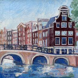 Painting Amsterdam bridge by Maja Anna Chris | Painting