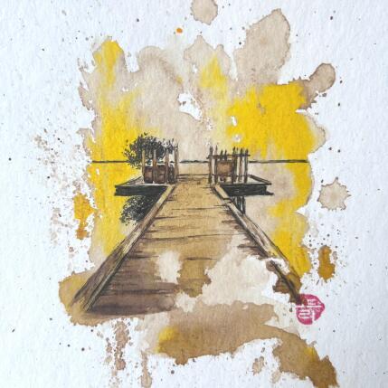 Painting Le lac d'Azur, dans les Landes by Flament Audrey | Painting