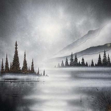 Painting LE LAC by Rey Julien | Painting Figurative Gold leaf