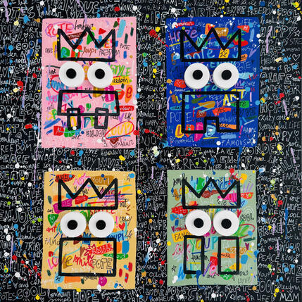 Gemälde PORTRAITS DE POTES von Mam | Gemälde Pop-Art Acryl, Collage Gesellschaft, Pop-Ikonen, Porträt