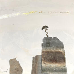 Gemälde Le vent des montagnes von Lemonnier  | Gemälde Materialismus Acryl, Zinc Landschaften