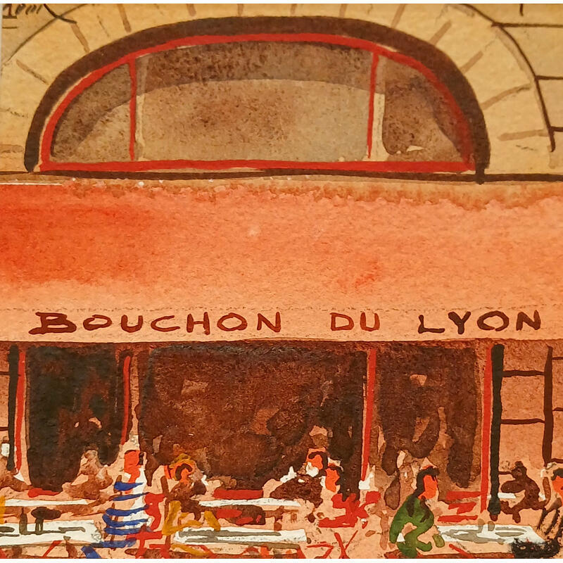 Peinture Bouchon du Lyon par De León Lévi Marcelo | Tableau Figuratif Urbain Aquarelle