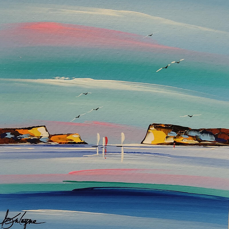 Painting Les rivages oranges by Fonteyne David | Painting Figurative Acrylic