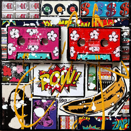 Pintura POP K7 por Costa Sophie | Pintura Pop art Acrílico, Collage, Supraciclaje Iconos pop