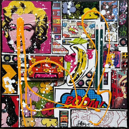 Pintura Tribute to Andy por Costa Sophie | Pintura Pop art Acrílico, Collage, Supraciclaje Iconos pop