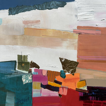 Painting Quand la terre bougera 1 by Lau Blou | Painting Abstract Acrylic, Cardboard, Gluing, Gold leaf, Pastel Pop icons