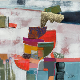 Gemälde Décroches-toi sans tomber von Lau Blou | Gemälde Abstrakt Acryl, Blattgold, Collage, Pappe, Pastell