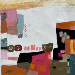 Gemälde Je suis dans ton rêve 2 von Lau Blou | Gemälde Abstrakt Acryl, Blattgold, Collage, Pappe, Pastell