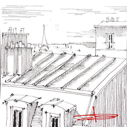 Painting Paris, mer de toits by Bailly Kévin | Painting