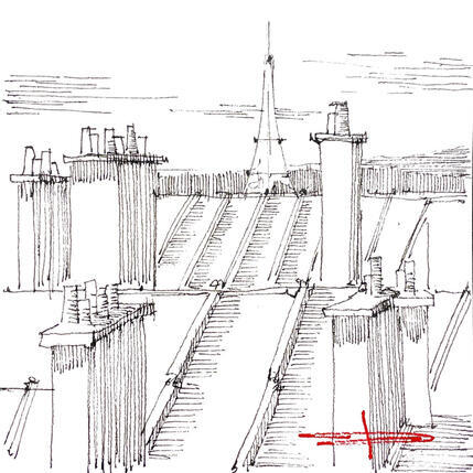 Pintura Les toits après la pluie por Bailly Kévin  | Pintura