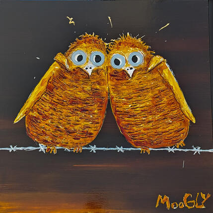 Painting Inséparabilus by Moogly | Painting Raw art Acrylic, Pigments, Resin Animals