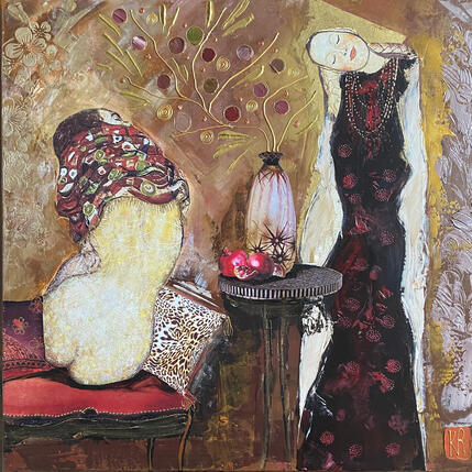 Pintura Complicité féminine  por Romanelli Karine | Pintura