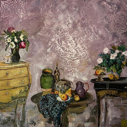 Painting Du côté de chez Cézanne  by Romanelli Karine | Painting Figurative Acrylic, Gluing Still-life