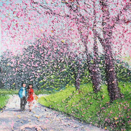 Painting Les cerisiers by Dessapt Elika | Painting Impressionism Acrylic, Sand