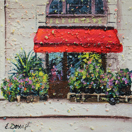 Peinture Chez la fleuriste par Dessapt Elika | Tableau Impressionnisme Acrylique, Sable
