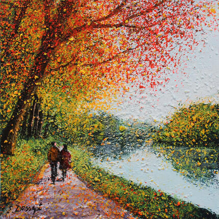 Pintura Lac d'automne por Dessapt Elika | Pintura Impressionism Acrílico, Arena Iconos pop