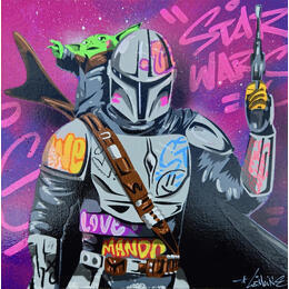 Painting GROGU ET MANDO by Lemoine Mael | Painting Pop-art Acrylic, Graffiti Pop icons