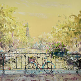 Painting the evening ride through Amsterdam by Rodrigues Bené | Painting Figurative Acrylic Urban