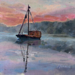 Painting Gabare sur la Loire by Marais Simon | Painting