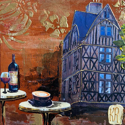 Painting Petit café à Tours  by Romanelli Karine | Painting