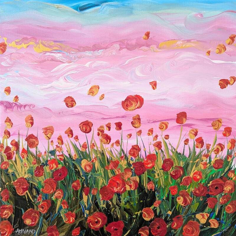 Painting Amour de coquelicots by Amblard Florence | Painting Landscapes Nature Acrylic
