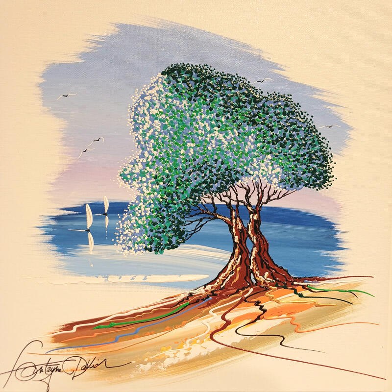 Painting L'olivier à Cannes by Fonteyne David | Painting Figurative Acrylic