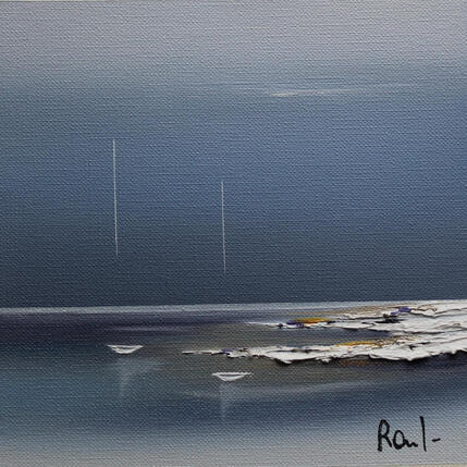 Peinture Evasion 87 par Roussel Marie-Ange et Fanny | Tableau Figuratif Huile Marine, Minimaliste